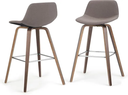 Miniatura 18 de SIMPLIHOME Randolph Taburetes de mostrador (juego de 2) taburetes de bar tapizados de madera curvada de 28 pulgadas de altura del asiento en tela