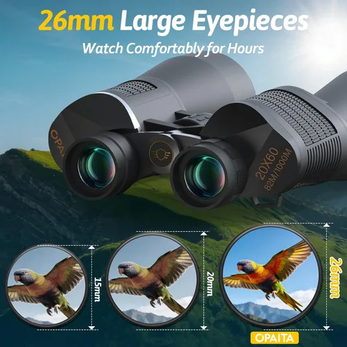 Miniatura 5 de Prismáticos HD de 20 x 60 para adultos de alta potencia con prisma BAK4 y lente FMC para visión clara con poca luz, binoculares de visión grande