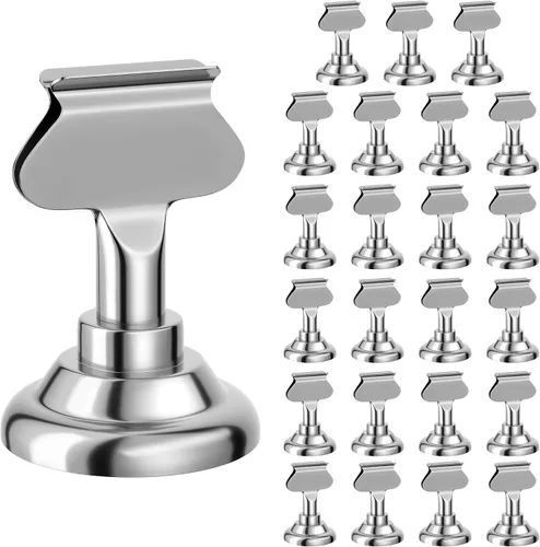 Miniatura 14 de ERYTLLY Paquete de 16 tarjeteros de mesa de 1.7 pulgadas, tarjeteros de acero para bodas, cumpleaños, fotos, notas de notas, restaurantes