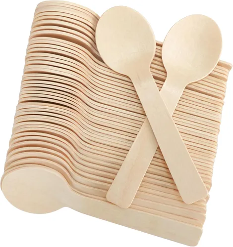Miniatura 12 de LotFancy Mini Cucharas de Madera, Paquete de 100, 4 Pulgadas de Largo, Cucharas Desechables de Degustación y Muestreo, Cucharas Degustadoras