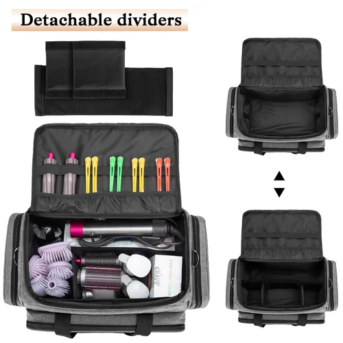Miniatura 3 de BAFASO Bolsa de peluquería de gran capacidad con divisores ajustables, estuche de peluquería de viaje con capacidad para varias herramientas