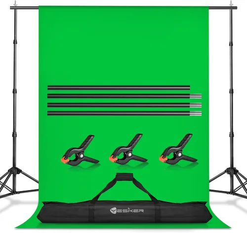 Miniatura 9 de Yesker Telón de fondo Chromakey de 5 x 6.5 pies, pantalla de fondo 2 en 1 verde y azul, telón de fondo plegable para fotografía