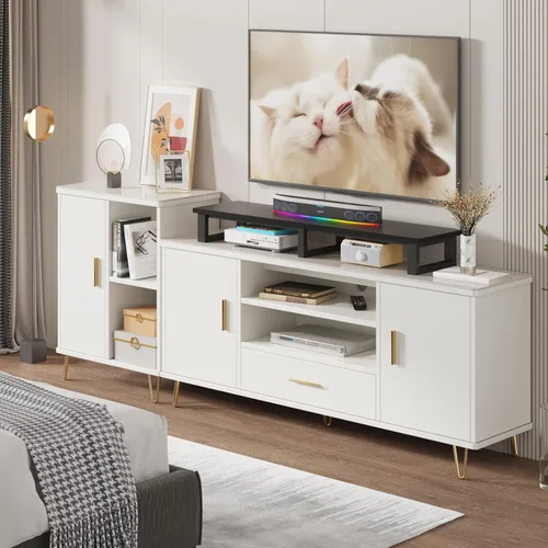 Miniatura 2 de YAOHUOO Elevador de TV grande de 45 pulgadas para TV de 32 a 60 pulgadas, estante elevador de TV con patas de acero, soporte elevador de mesa