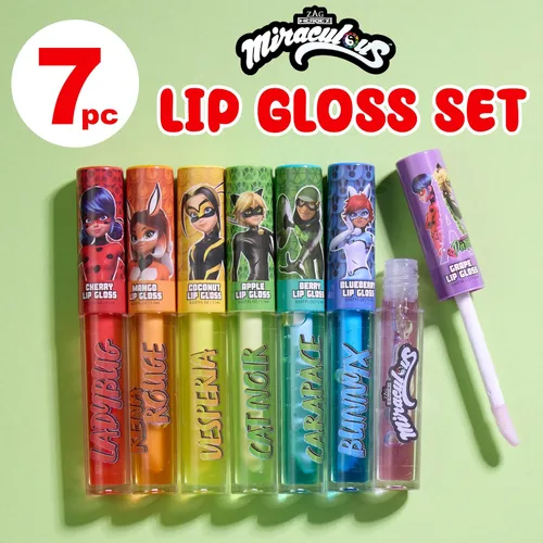 Miniatura 2 de Miraculous Zag Heroez Lipgloss Collection - Juego de 7 brillos labiales con emocionantes sabores de frutas y aplicador de precisión tubos de brillo