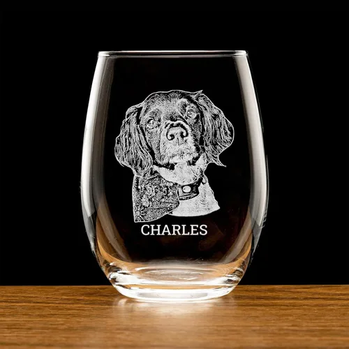 Miniatura 3 de Copa de vino sin tallo con foto de perro grabada personalizada, regalo personalizado para amantes de los perros, recuerdo conmemorativo de mascotas