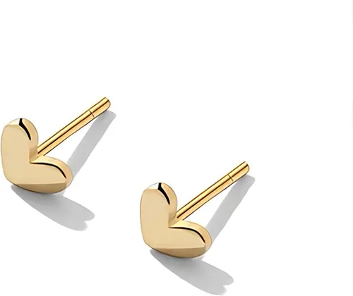 Aretes pequeños con forma de corazón, hipoalergénicos, pequeños aretes tipo dormilona para mujer, pequeños aretes pequeños, joyería de regalo, oro y