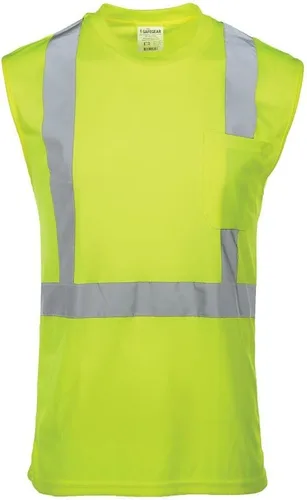 J. J. Keller & Associates, Inc. Camiseta de alta visibilidad para hombre, sin mangas, ANSI Clase 2 Tipo R, bolsillo en el pecho, SAFEGEAR Lima