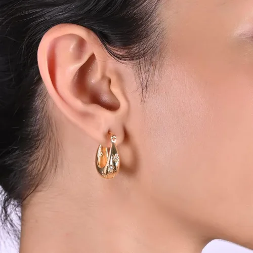 Miniatura 53 de Gempires - Aretes ligeros y gruesos, delicados y minimalistas, hipoalergénicos, chapados en oro, sin deslustre, diseño clásico, para uso diario