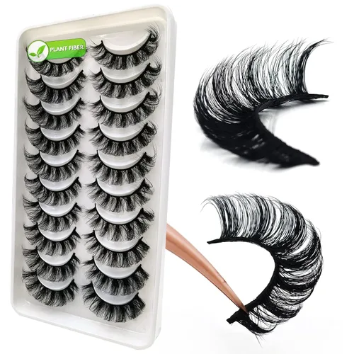 Miniatura 98 de 10 pares de pestañas rusas 3D voluminosas, con curvatura DD, pestañas postizas de visón sintético, pestañas de 19/32 de pulgada que parecen S09