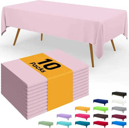 Miniatura 74 de Smiry - Juego de 6 manteles desechables, 54 x 78 pulgadas, manteles impermeables rectangulares para fiestas, cubierta de mesa de plástico