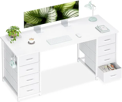 Miniatura 7 de Casaottima Escritorio para computadora de 48 pulgadas con 8 cajones de tela, escritorio de oficina moderno con gran almacenamiento para oficina