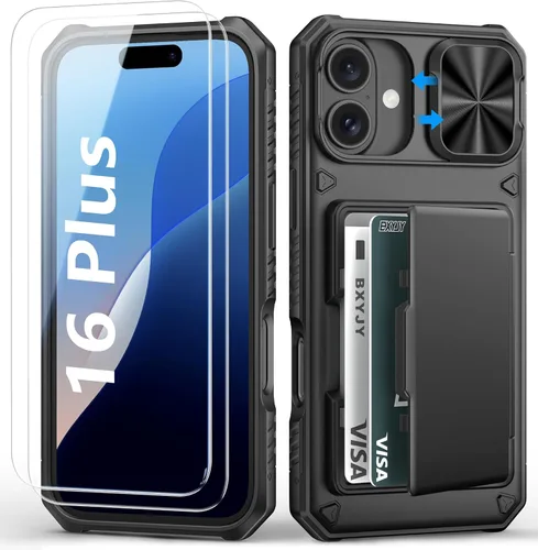 Miniatura 88 de BXYJY Funda tipo cartera para iPhone 15 Pro con tarjetero (4-5 tarjetas) y cubierta deslizante para cámara y soporte, protección contra caídas