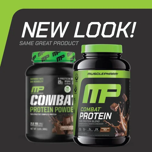 Miniatura 2 de MusclePharm Combat Proteína en Polvo, Sabor a Leche con Chocolate, Alimenta los Músculos para Entrenamientos Productivos, 5 Fuentes de Proteína