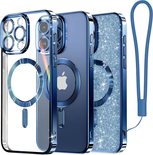 Miniatura 41 de Meifigno Candy Mag Series - Funda diseñada para iPhone 15 Pro, compatible con MagSafe, tarjeta con purpurina y correa de muñeca, protección completa