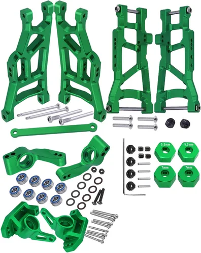 Pieza de actualización para traxxas 1/10 Slash 2WD, brazo de suspensión delantero trasero de aleación, bloque de ruedas, bloques de dirección, Verde