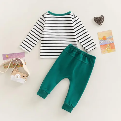 Miniatura 91 de Conjunto de 2 piezas de sudadera de manga larga con cuello redondo y pantalones casuales para bebés y niños pequeños