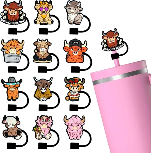 Miniatura 24 de 8 fundas reutilizables de silicona para popotes Stanley Cup de 30 y 40 onzas, accesorios de tapa de popote de 0.394 in y 0.4 pulgadas 36 Lindo