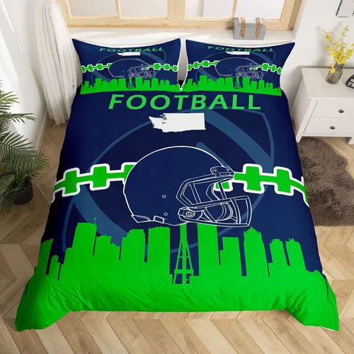 Miniatura 10 de Erosebridal Funda de edredón de fútbol tamaño individual, juego de ropa de cama de fútbol para niños, niños y niñas, funda de edredón con 1 funda