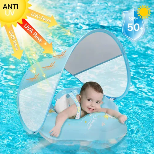 Miniatura 4 de Loowarts Baby Pool Float with Canopy and Safety Seat,Infant Swim Float & Pool Float & Baby Water Float & Swimming Floats UPF50+ UV Protection for