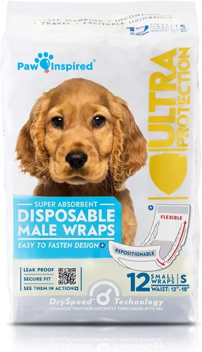 Miniatura 7 de Paw Inspired Envolturas para perros machos, pañales desechables para perros Bandas para el vientre para perros pequeños, medianos y grandes