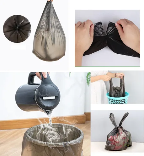 Miniatura 7 de Bolsas de basura negras de 4 galones para baño, 5 rollos/100 unidades, asas pequeñas, bolsas de basura para oficina, papelera de baño, bolsas