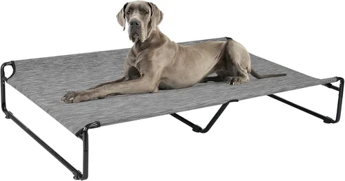 Miniatura 17 de Veehoo Cama elevada para perros al aire libre, camas elevadas para perros grandes, cuna lavable con reposacabezas laterales, patas antideslizantes