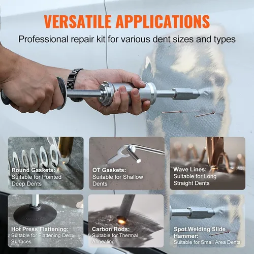 Miniatura 4 de VEVOR Kit de soldador de espárragos para reparación de abolladuras, soldador por puntos de 3 kW, extractor de abolladuras con 6 modos de soldadura