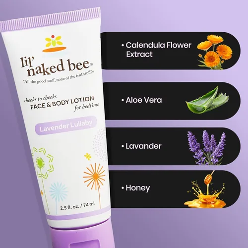 Miniatura 5 de Lil Naked Bee - Loción para bebés para niños (2.5 onzas), loción facial y corporal de mejillas de canción de cuna de lavanda para pieles sensibles