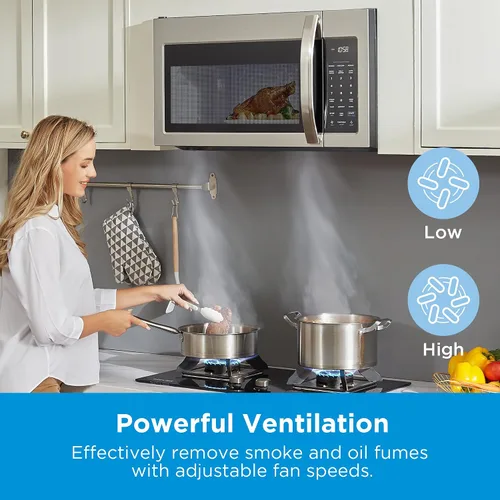 Miniatura 3 de Midea MOR17BSA-SS 1.7 pies cúbicos Horno de microondas para instalar sobre la estufa con panel táctil inteligente, menú de cocina automática, 1000
