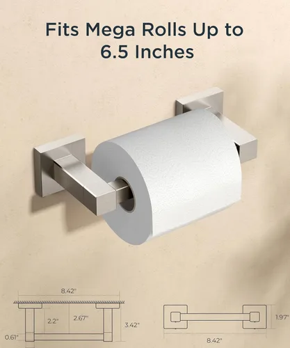 Miniatura 90 de FORIOUS Soporte de pared para papel higiénico, soporte de rollo de papel higiénico de doble poste giratorio de acero inoxidable para baño, Blanco