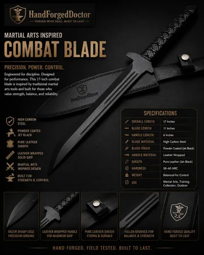 Miniatura 2 de Espada Wakizashi táctica hecha a mano de 17 pulgadas, machete de supervivencia de hoja fija de espiga completa con mango envuelto en cordón y funda