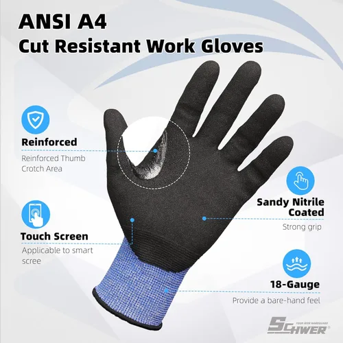 Miniatura 2 de Schwer A4 AIR-SKIN - Guantes de trabajo resistentes a los cortes con extremadamente ligeros y delgados, guantes de agarre para pesca, trabajo