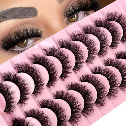 Miniatura 23 de 10 pares de pestañas postizas de visón 3D, hechas a mano, pestañas largas y finas, pestañas naturales para maquillaje de ojos (3-6)