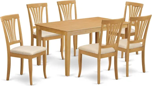 Miniatura 20 de East West Furniture CAAV5-LWH-W - Juego de muebles de comedor de 5 piezas, incluye una mesa de comedor rectangular y 4 sillas de asiento de madera