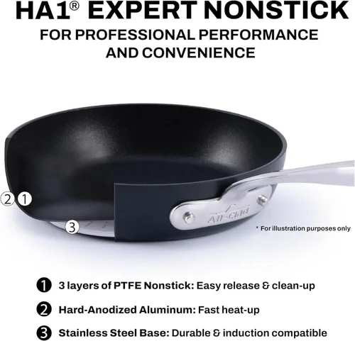 Miniatura 3 de All-Clad HA1 Expert - Juego de sartenes antiadherentes anodizadas duras, 2 piezas de 10 y 12 pulgadas, apto para lavavajillas, apto para horno hasta