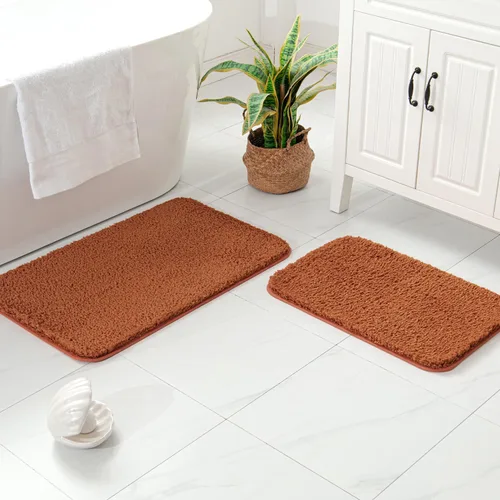 Miniatura 29 de MIULEE Juego de 2 alfombras de baño antideslizantes peludas extra gruesas y suaves, alfombrillas de baño de microfibra suave absorbente de agua