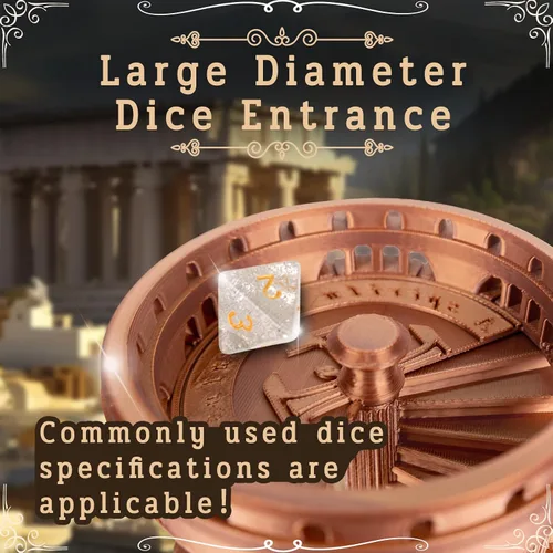 Miniatura 2 de Torre de dados DND con bandeja para juegos de rol, Calabozos y Dragones, D&D, TRPG, 7 dados incluidos, torre rodante perfecta de castillo romano