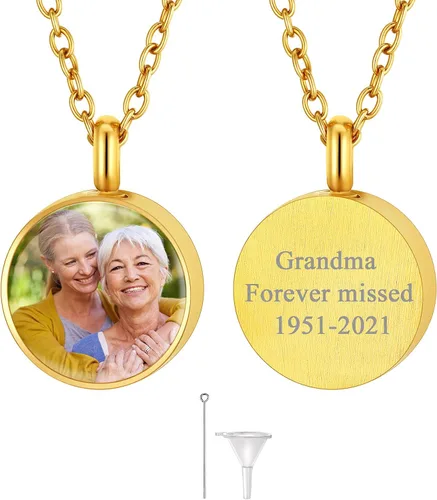 Miniatura 179 de FindChic Collares personalizados con urna para cenizas, barra vertical, gato, luna, reloj de arena, garra de perro, acero inoxidable, chapado en oro