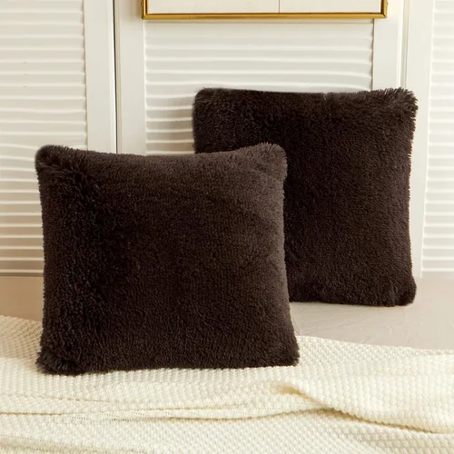 Miniatura 22 de LIFEREVO Paquete de 2 fundas de almohada de piel sintética esponjosa, fundas de almohada cuadradas de 18 x 18 pulgadas, fundas de almohada Blanco