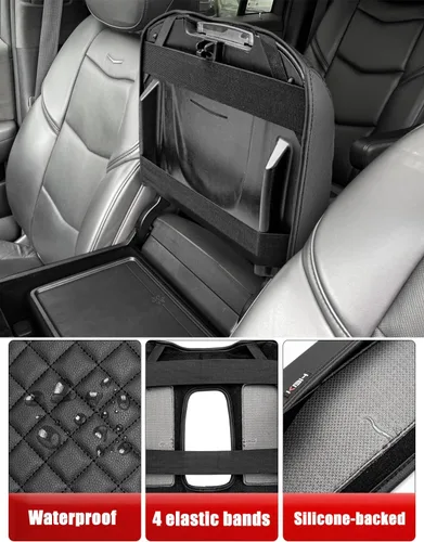 Miniatura 4 de KBH Funda para reposabrazos de consola central para Cadillac Escalade 2015-2020, borde de cuero de vinilo, protector de cojín de consola central