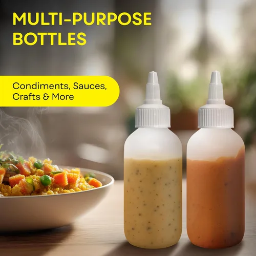 Miniatura 4 de BRIGHTFROM Botellas exprimibles para condimentos, botellas vacías de 4 onzas, tapa superior giratoria, a prueba de fugas, ideal para salsa