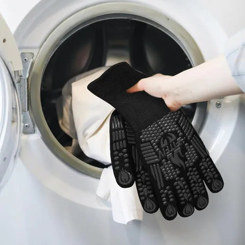 Miniatura 6 de Guantes para barbacoa, guantes para horno, guantes de barbacoa resistentes al calor extremo de 1472 °F, guantes antideslizantes de silicona