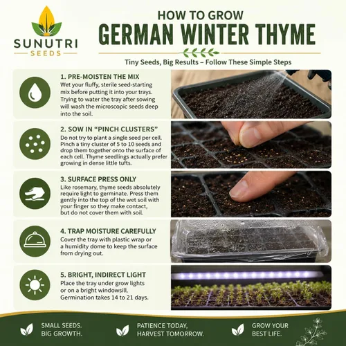 Miniatura 7 de Semillas de tomillo alemán de invierno para plantar, semillas de hierbas perennes resistentes al frío, tomillo culinario sin OMG para jardines