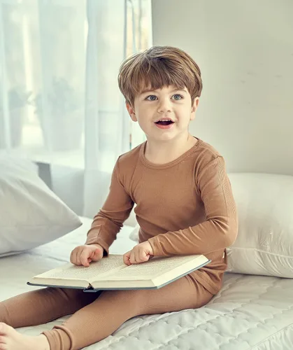 Miniatura 5 de AVAUMA - Conjunto de pijama acanalada para niños y niñas, de ajuste ceñido, para uso diario