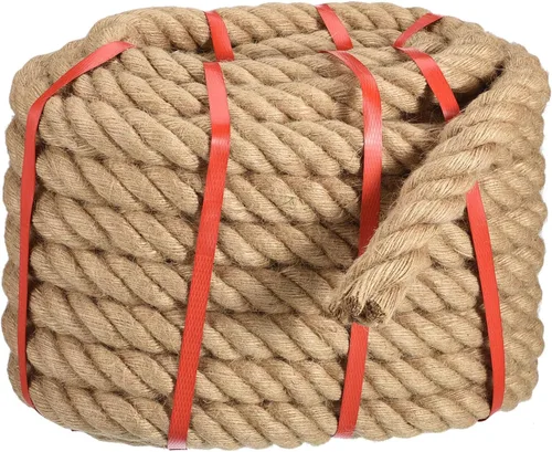 uxcell Cuerda de yute natural, 1-1/2 pulgadas x 50 pies de grosor, cuerda de manila trenzada multiusos para tira y afloja, hamaca, escalada,