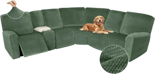 Miniatura 566 de Arfntevss Fundas de sofá seccional reclinable de terciopelo, Funda de sofá seccional de esquina para sofá reclinable, Funda elástica suave