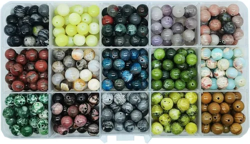Miniatura 8 de 8mm Cuentas Redondas de Piedra Natural - Cuentas de Gemas Sueltas - Orificio de 1mm para Hacer Joyería, Embaladas en Caja (15 Materiales -2, 8mm)
