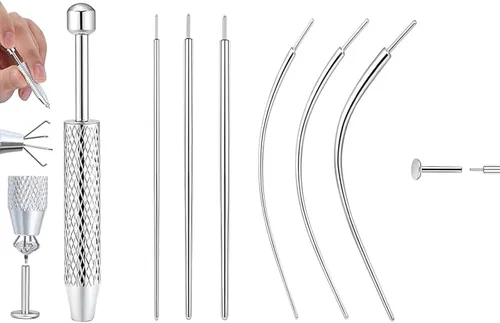 Miniatura 9 de Uni-J Herramienta de perforación de bola cónica para cambiar joyas, 14G, 16G, 18G, 20G, sin rosca, rosca interna, kit de estiramiento de rosca