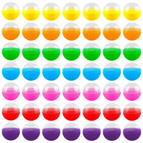 Miniatura 11 de AUEAR, Paquete de 50 cápsulas redondas pequeñas translúcidas de 2 pulgadas, envases vacíos de plástico para chicles para premios de fiesta
