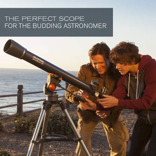 Miniatura 6 de Celestron - Telescopio refractor AstroMaster 90AZ, para principiantes - Óptica de vidrio totalmente recubierta - Trípode de altura ajustable